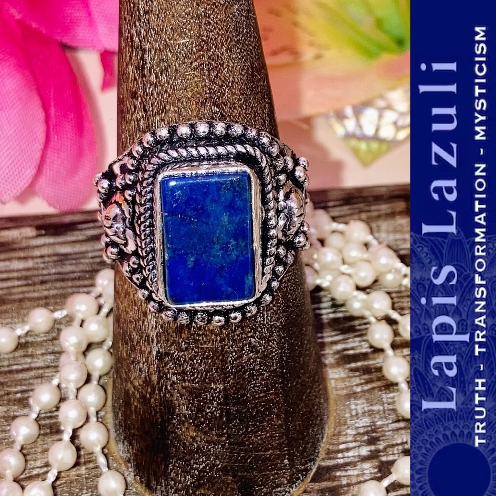 Lapis Lazuli Gemstone Men's Chunky Handmade Ring